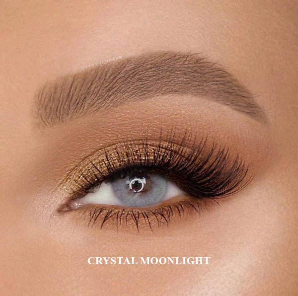 Crystal Moonlight colored contact lenses with a soft light grey-blue shade for a luminous effect.