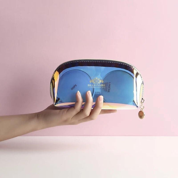 Free holographic cosmetic bag included with the Subtle Colors Bundle of colored contact lenses.