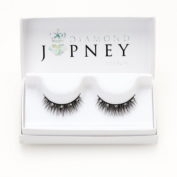 Diamond Mink Lashes with Swarovski crystals for a luxurious, eye-catching look