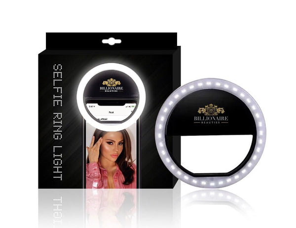 Rechargeable selfie ring light with clip-on design, USB-powered LED lighting for perfect selfies and videos