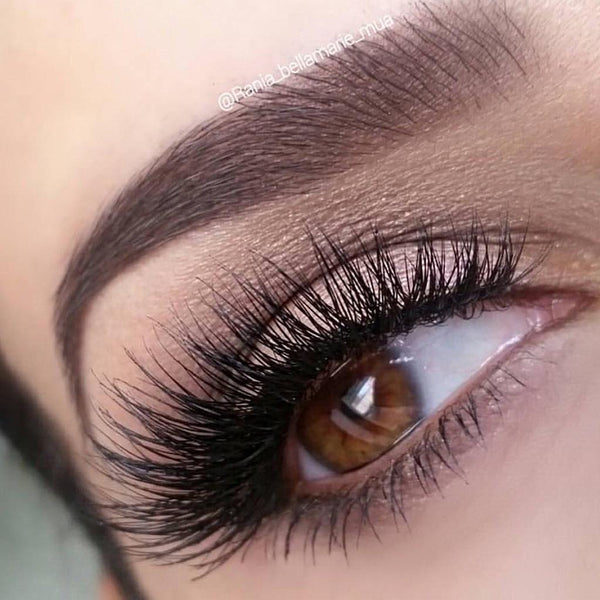 "Shooting Daggers Mink Lashes with long, voluptuous volume and slightly flared ends for a dramatic look.